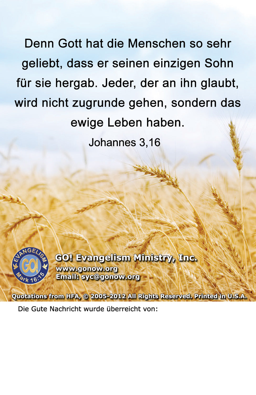Germany Gospel Bible Tracts - BibleTracts.org - GO! Evangelism