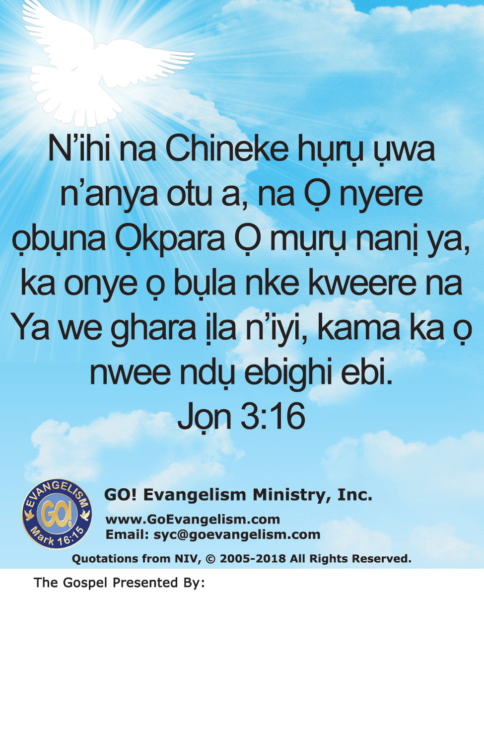 Igbo Gospel Bible Tracts - BibleTracts.org - GO! Evangelism