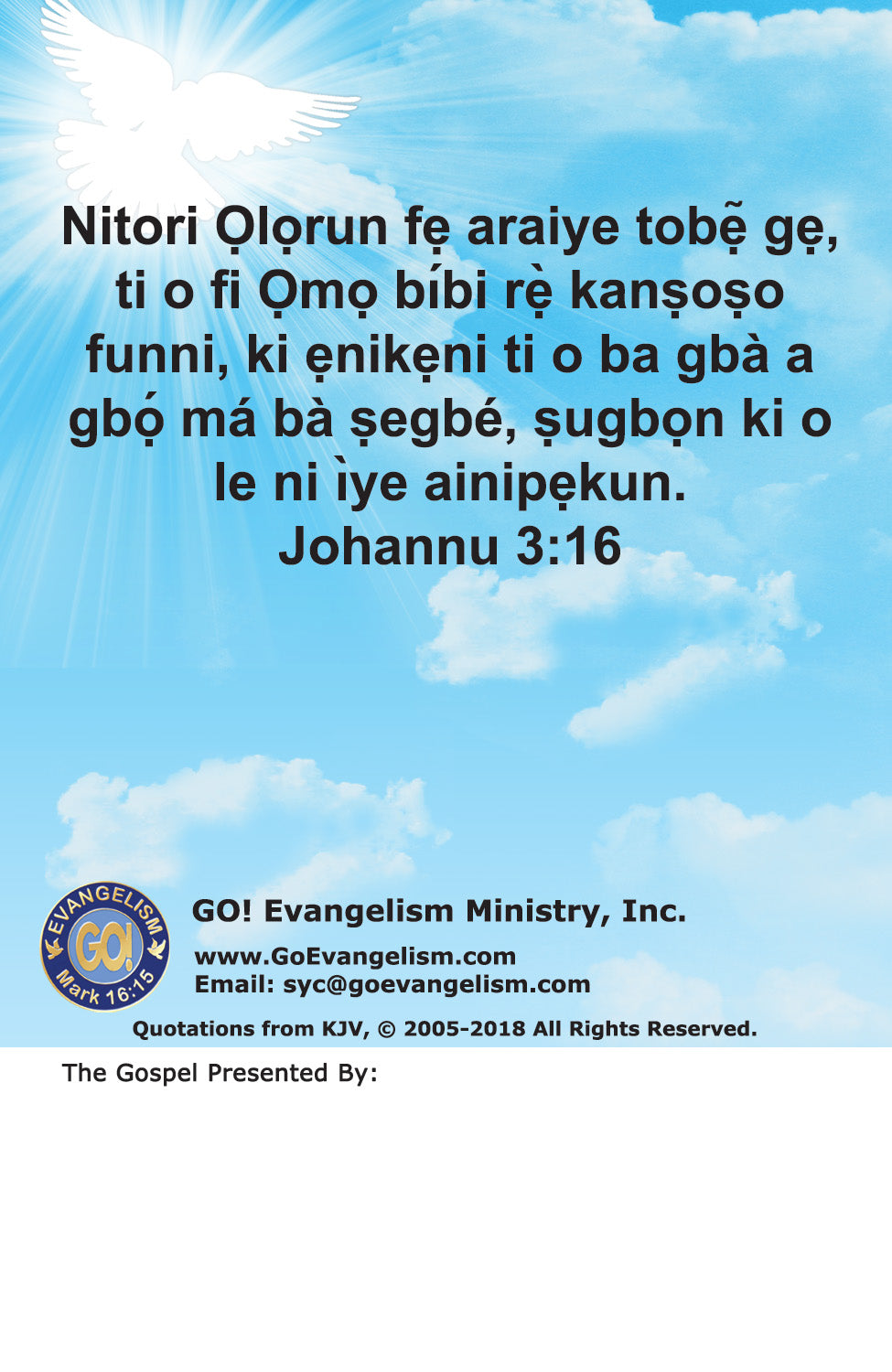 Yoruba Gospel Bible Tracts - BibleTracts.org - GO! Evangelism