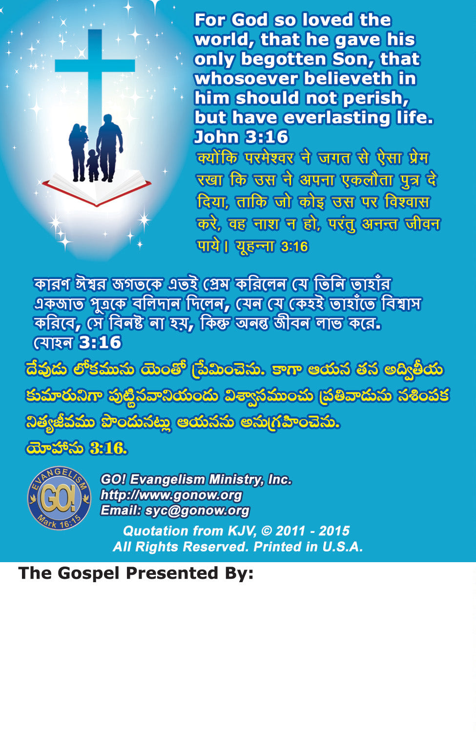 Kid's English, Hindi, Bengali, & Telugu Gospel Bible Tracts - BibleTracts.org - GO! Evangelism