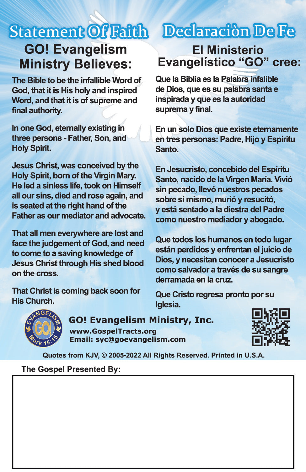 English & Spanish Gospel Bible Tracts - BibleTracts.org - GO! Evangelism