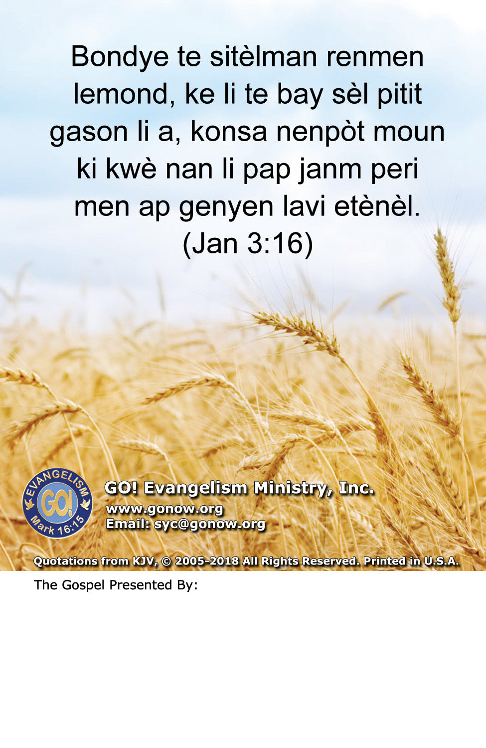 Haitian Gospel Bible Tracts - BibleTracts.org - GO! Evangelism