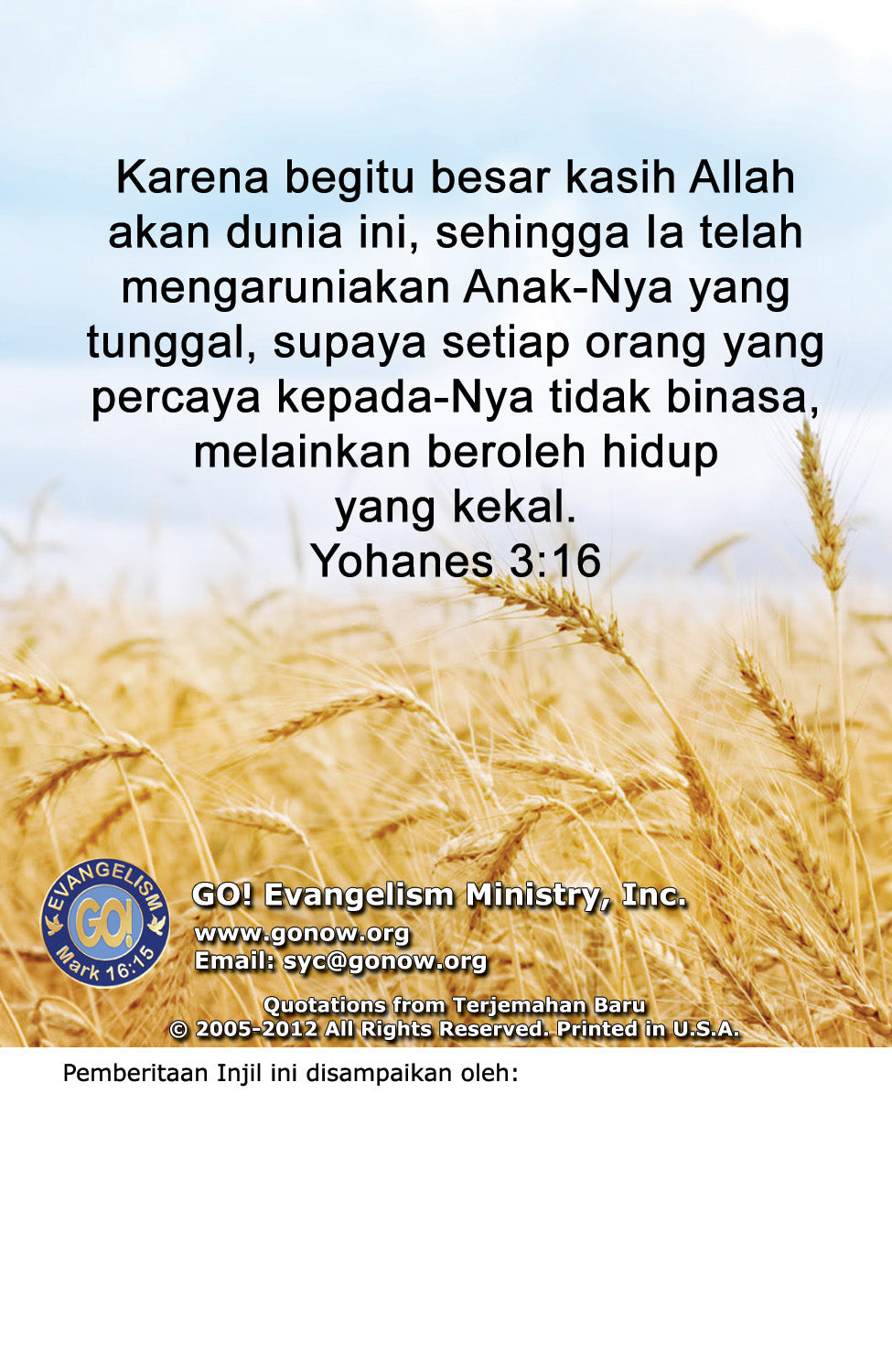 Indonesian Gospel Bible Tracts - BibleTracts.org - GO! Evangelism